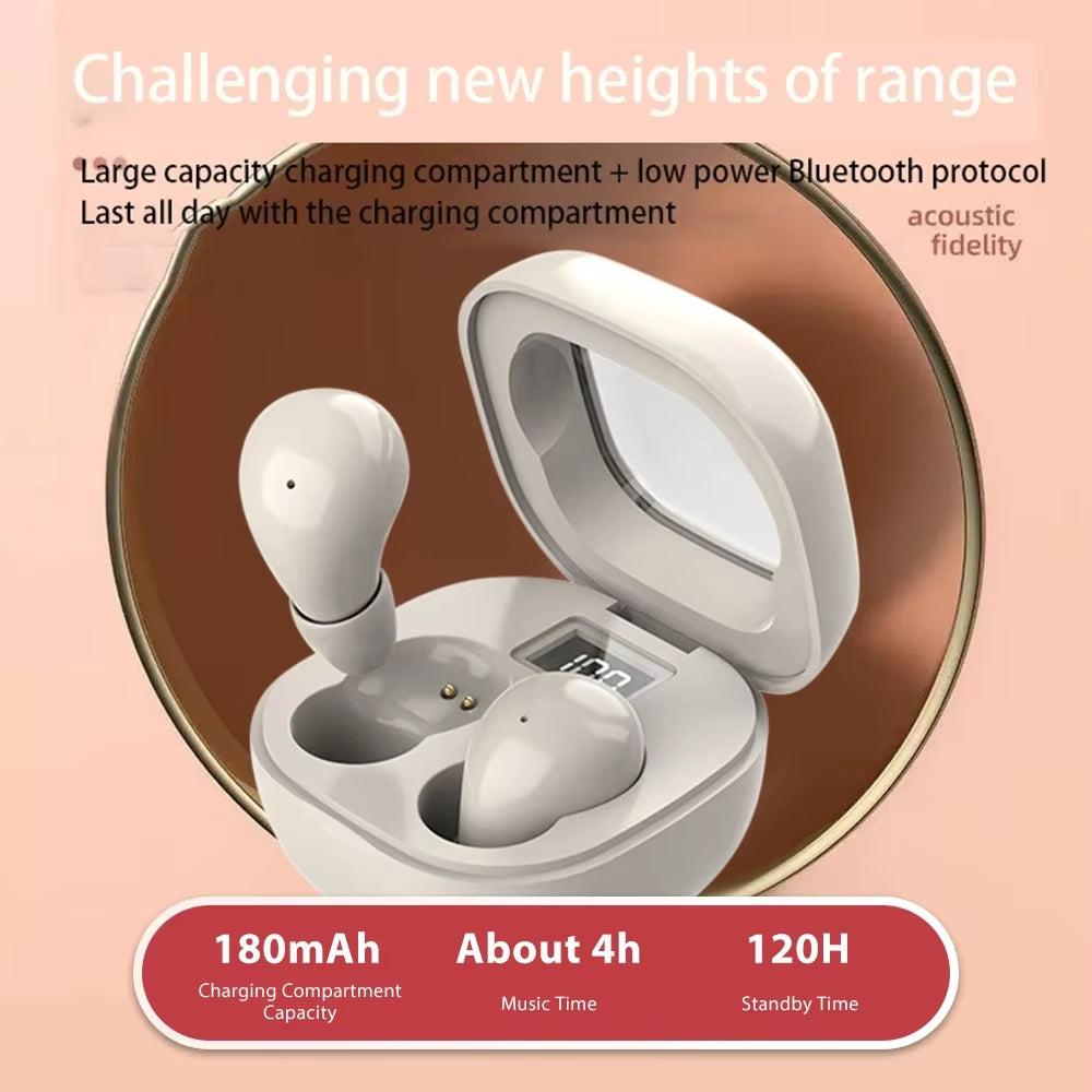 Mini Headphones Invisible Bluetooth 5.3 Earphones TWS Wireless In-Ear Headsets HIFI Stereo Noise Reduction Earbuds for Iphone