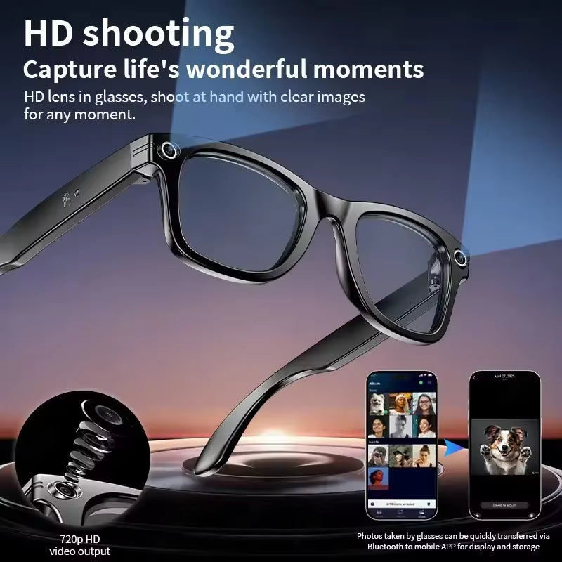 New Upgrade Smart Glasses with Camera Video Recording AI Photo Recognition Bluetooth Call Translation Voice Sunglasses Men Women