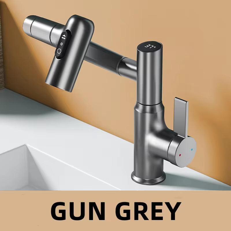 Digital Display LED Basin Faucet 360 Rotation Multi-Function Stream Sprayer 
