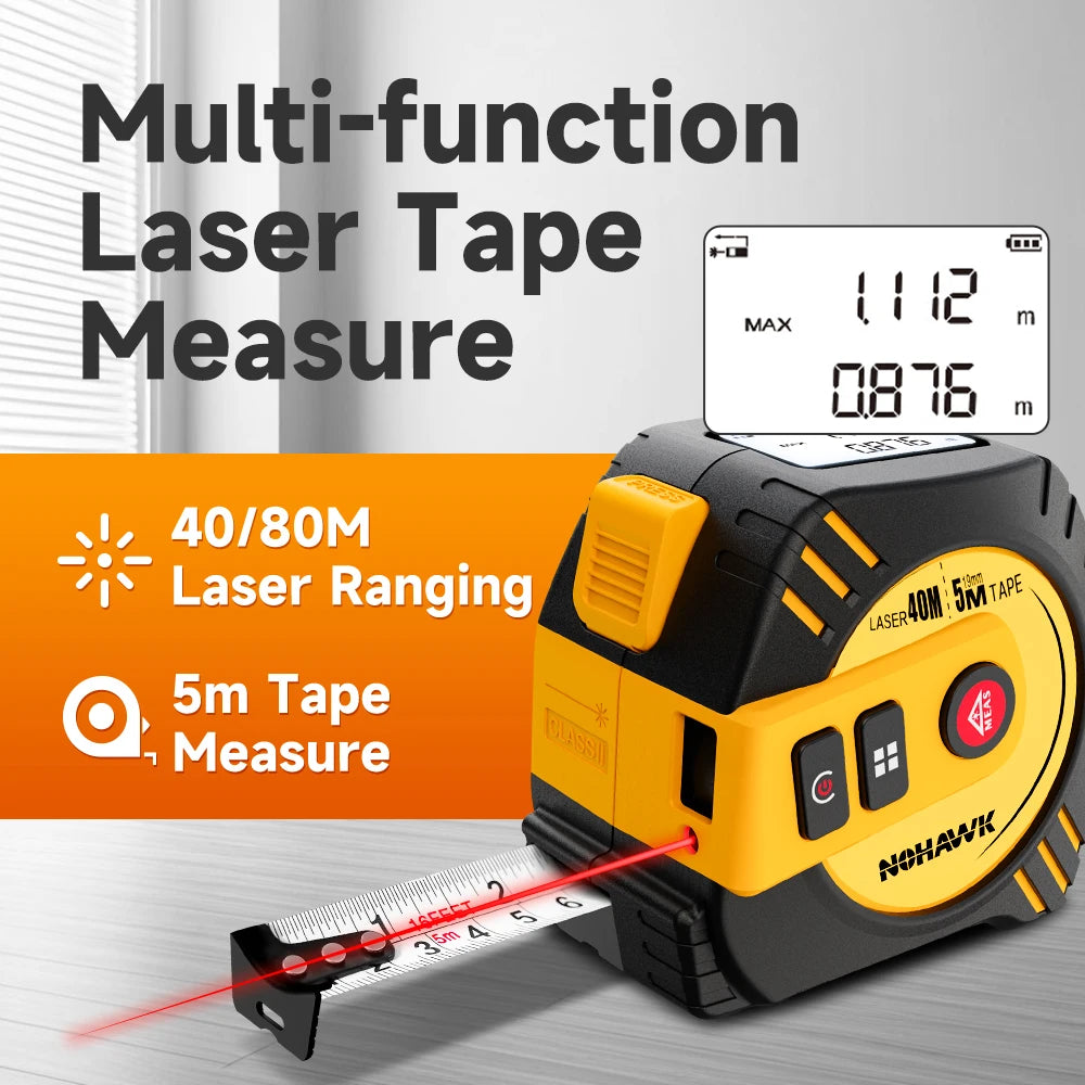 40M/80M Laser Tape Measure Tape Measure Measuring Tool Laser Distance Meter Steel Tape Measure USB Rechargeable