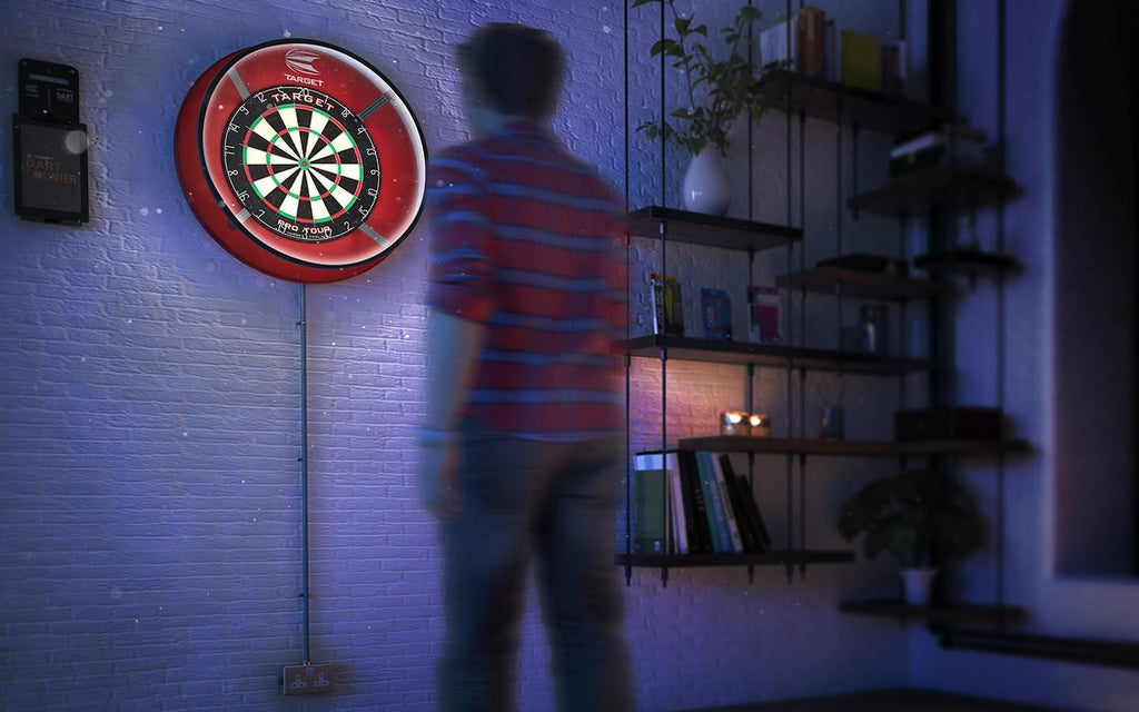 Corona Vision Dartboard Lighting System, Black Frame | White LED Dart Board Surround Ring Light with Magnetic Feet | Shadow Eliminating Dartboard Light | Professional Darts Accessories