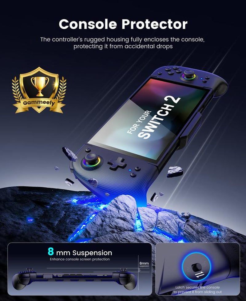 ESYWEN Switch 2 Controller - Hall Effect Joystick - One Piece Switch Joypad Replacement to Switch 2 Pro Controller'S Feel, with 9 RGB Lighting, Turbo, Macro, Keylinker App