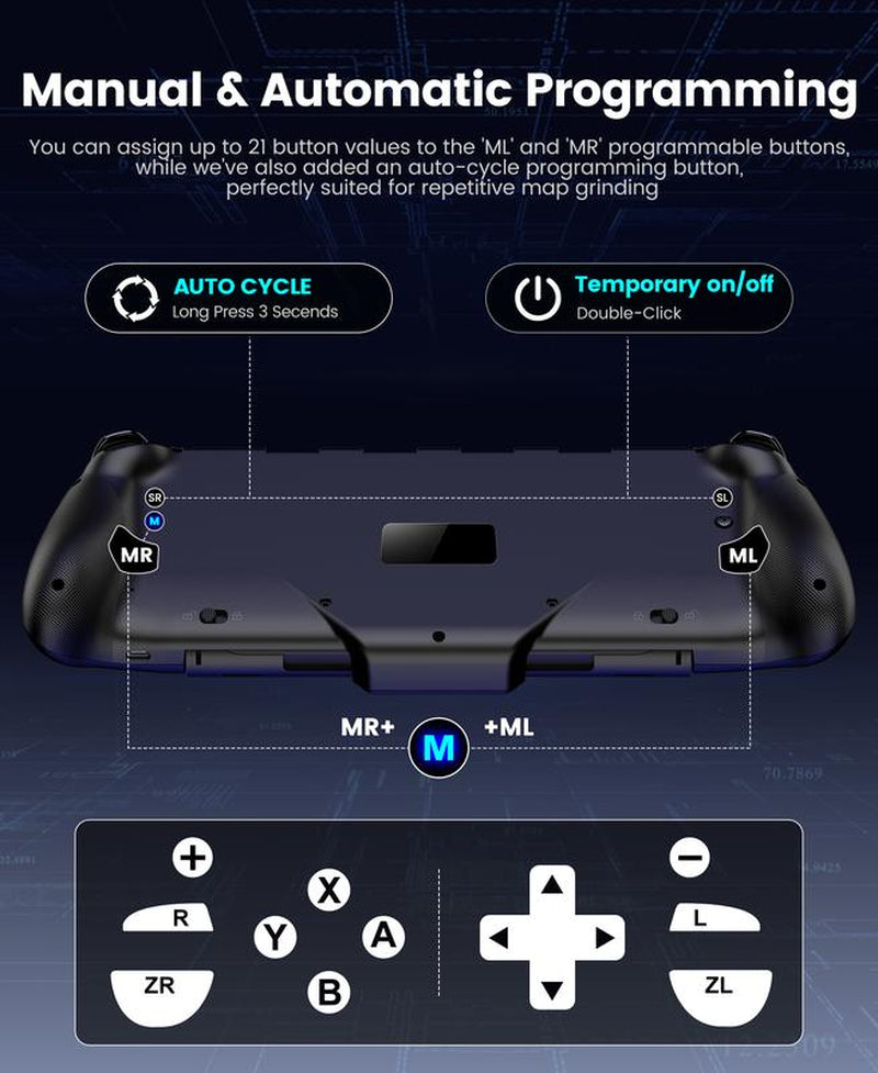 ESYWEN Switch 2 Controller - Hall Effect Joystick - One Piece Switch Joypad Replacement to Switch 2 Pro Controller'S Feel, with 9 RGB Lighting, Turbo, Macro, Keylinker App