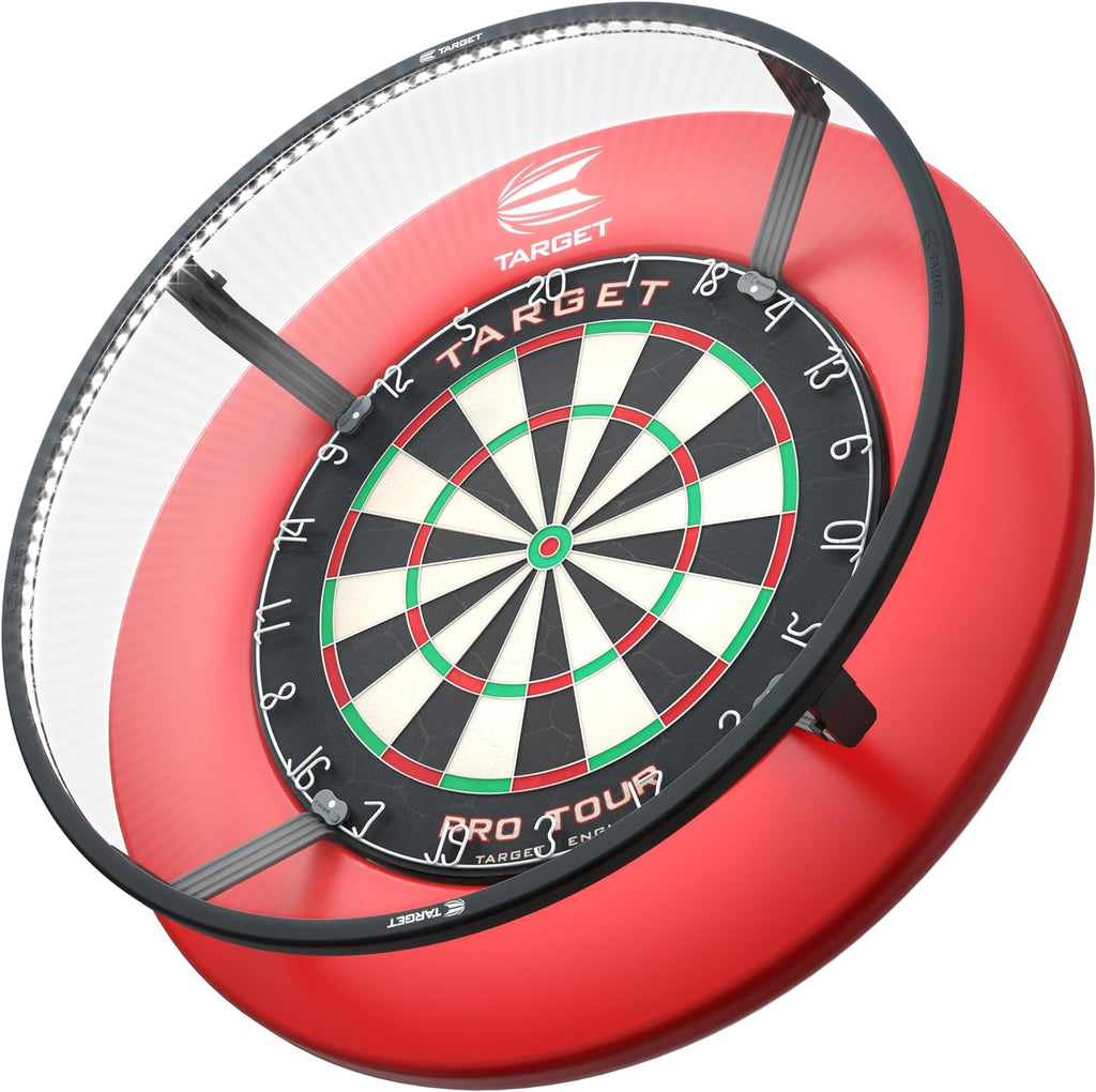 Corona Vision Dartboard Lighting System, Black Frame | White LED Dart Board Surround Ring Light with Magnetic Feet | Shadow Eliminating Dartboard Light | Professional Darts Accessories