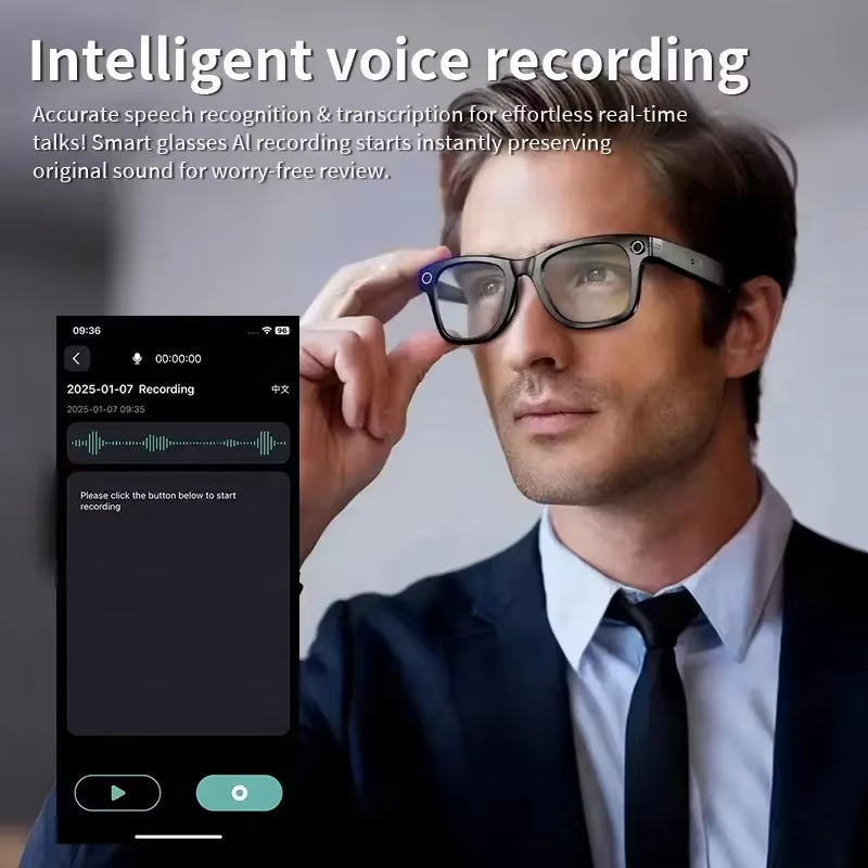New Upgrade Smart Glasses with Camera Video Recording AI Photo Recognition Bluetooth Call Translation Voice Sunglasses Men Women