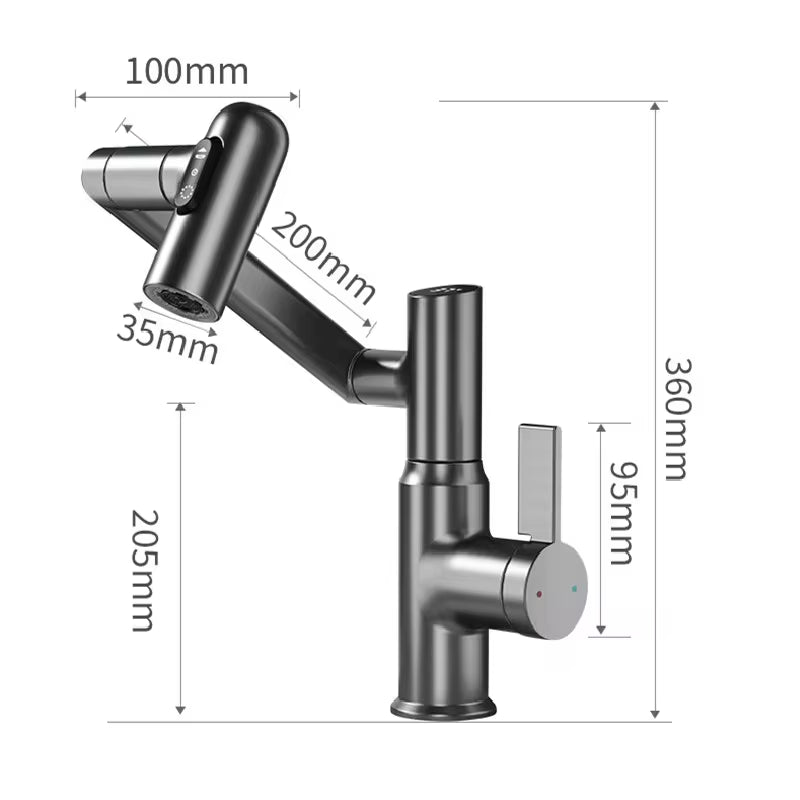 Digital Display LED Basin Faucet 360 Rotation Multi-Function Stream Sprayer 